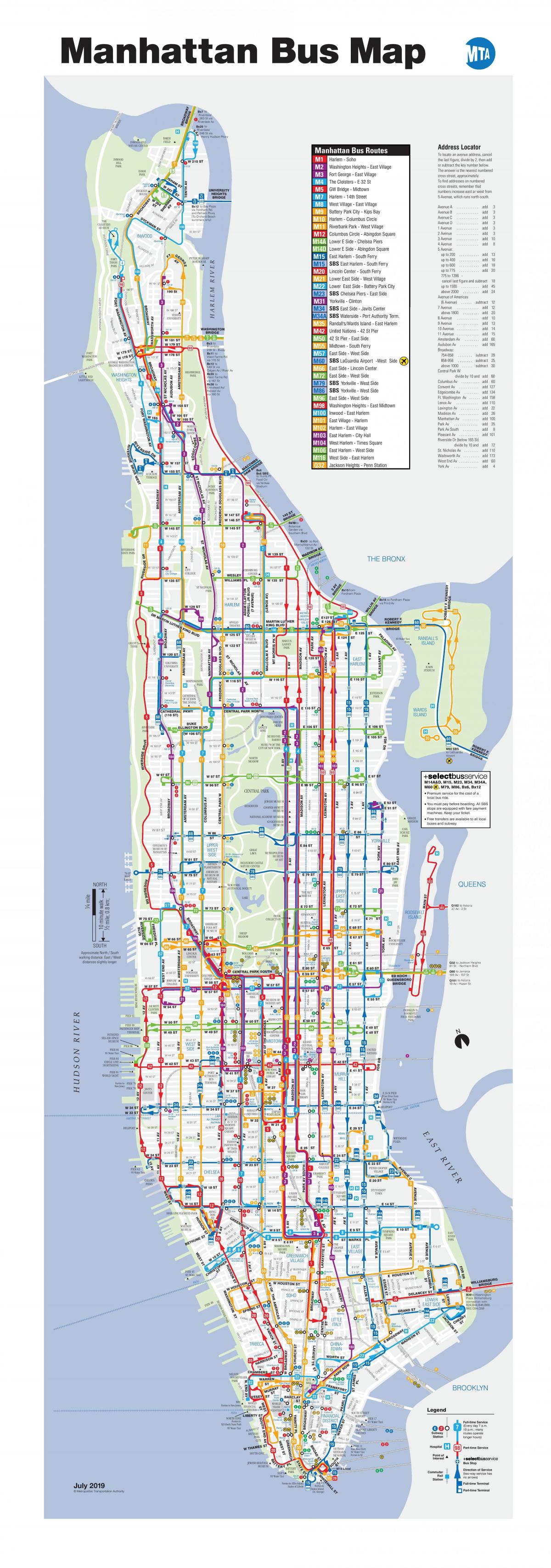 Mapa dworca autobusowego na Manhattanie