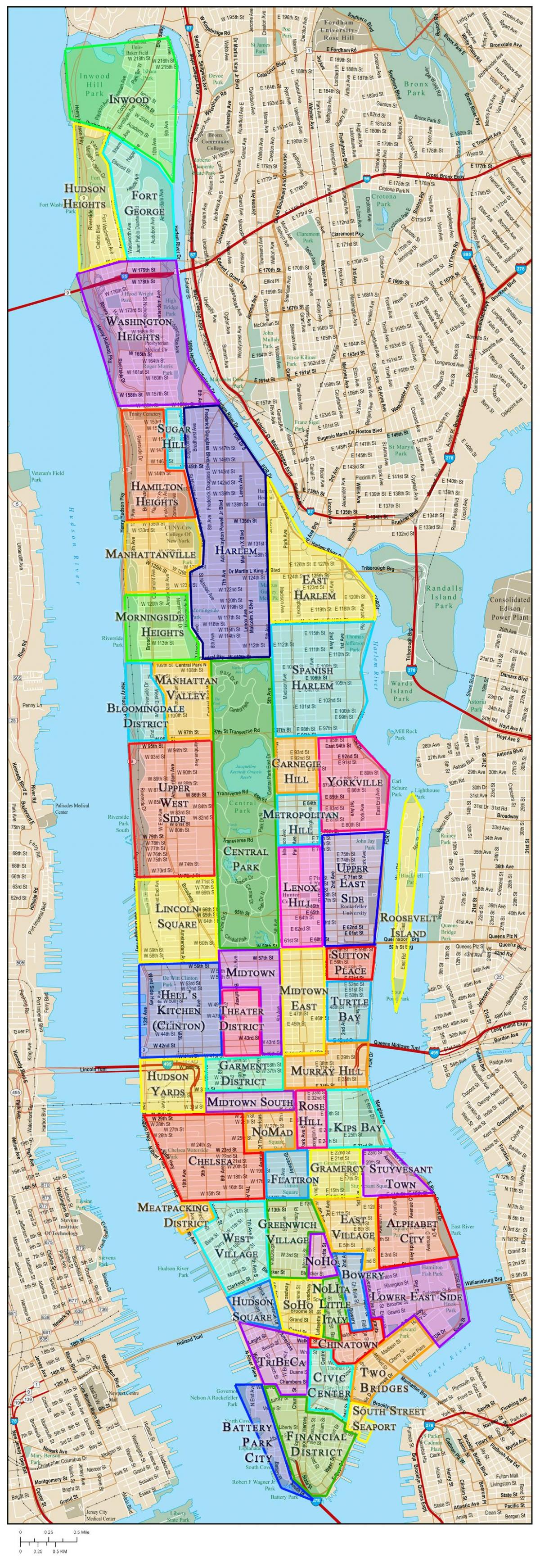 Mapa dzielnicy Manhattan