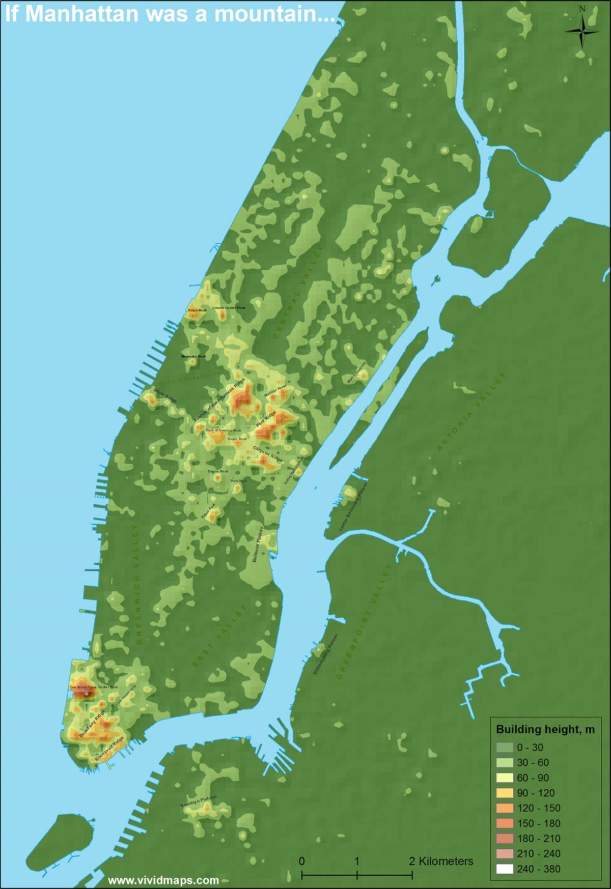 Mapa wysokościowa Manhattanu