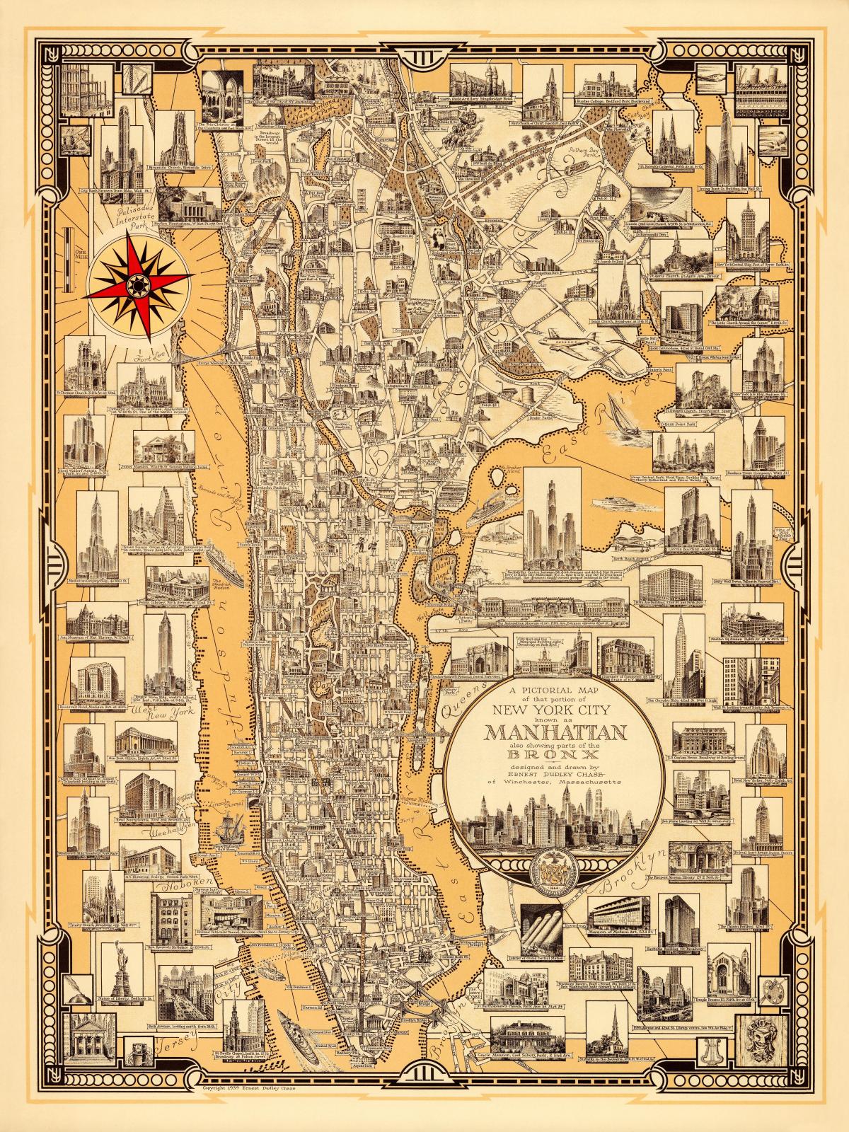 Antyczna mapa Manhattanu